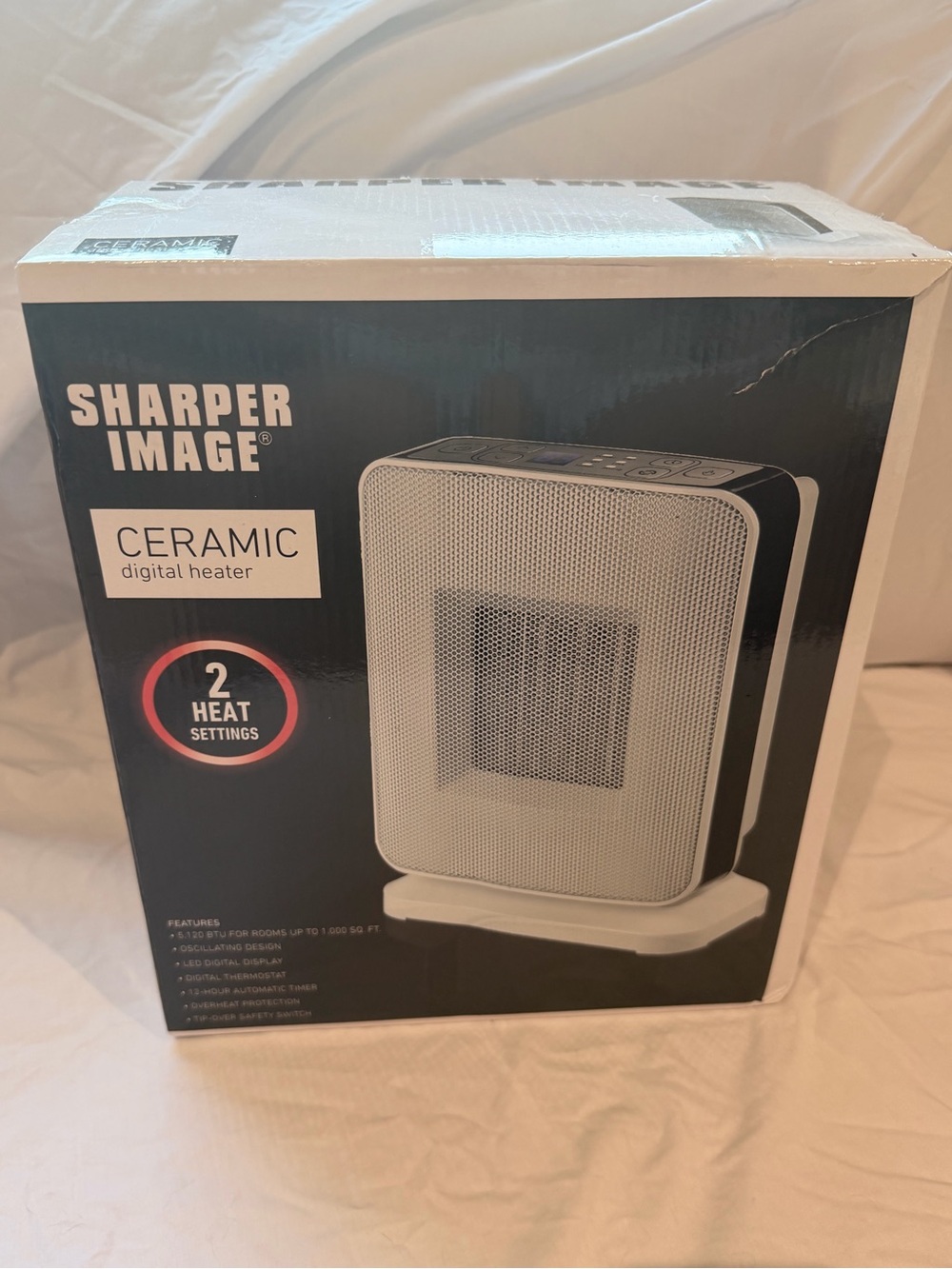 Sharper Image Ceramic Digital Heater - White and Black